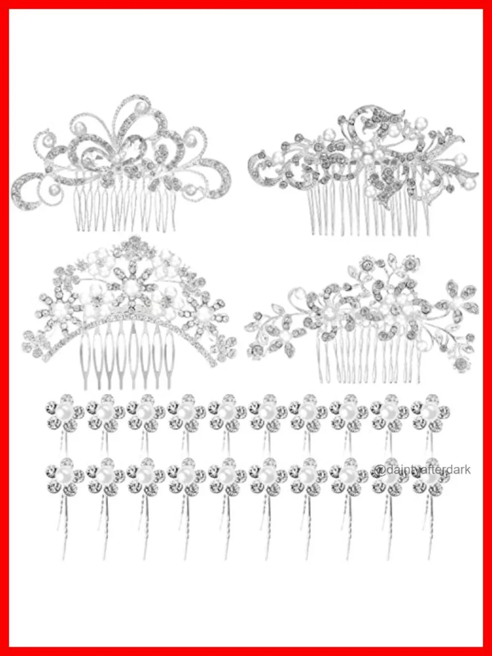 Wedding Hair Comb Rhinestone Pearl Hair Pins U Shaped Hair Accessories 24 Pack